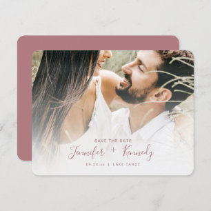 Minimalistisches White Overlay Dusty Rose Script & Save The Date