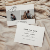 Minimalistisches White Script 2 Foto Hochzeit Save The Date