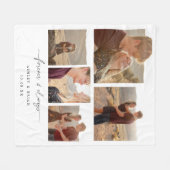 Minimalistisches White Script 5 Couple Fotos Colla Fleecedecke (Vorderseite (Horizontal))