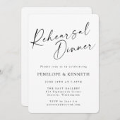 Minimalistisches White Script Serial Probe Dinner Einladung (Vorne/Hinten)