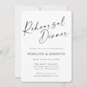 Minimalistisches White Script Serial Probe Dinner Einladung (Vorderseite)