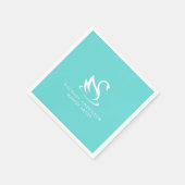 Minimalistisches White Swan-Logo auf Robin Egg Blu Serviette (Ecke)