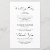 Minimalistisches White Wedding Programm für klassi (Rückseite)