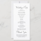 Minimalistisches White Wedding Programm für klassi (Rückseite)