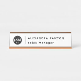 Minimalistisches Whitelogo Mitarbeiter-Schreibtisc Schreibtischnamensplakette