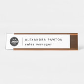 Minimalistisches Whitelogo Mitarbeiter-Schreibtisc Schreibtischnamensplakette (Vorderseite )