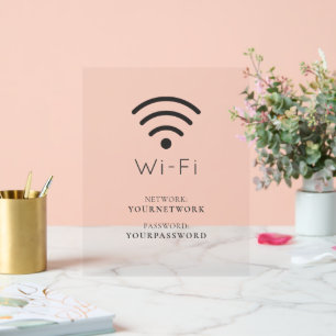 Minimalistisches Wi-Fi-Netzwerk und Kennwort Acrylschild