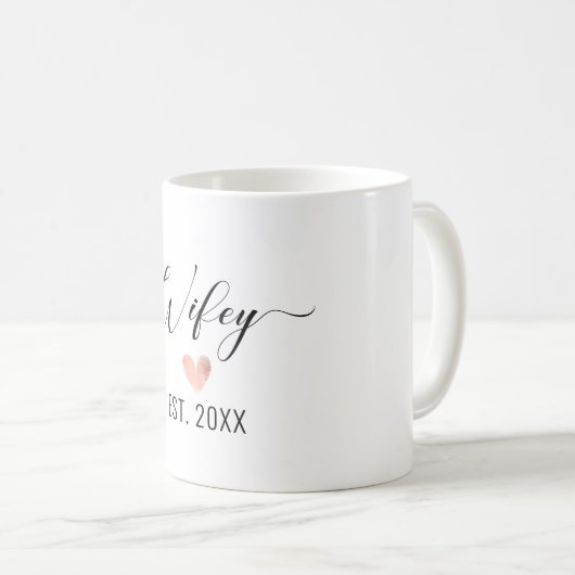 Minimalistisches Wifey-Goldfolienherz Kaffeetasse (VorderseiteRechts)