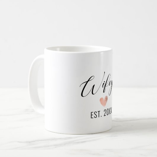 Minimalistisches Wifey-Goldfolienherz Kaffeetasse (Vorderseite Links)