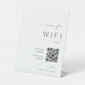 Minimalistisches WiFi Password Qr Code Hochzeitsze Sockelschild (Vorderseite)