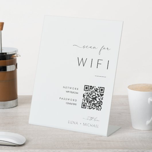 Minimalistisches WiFi Password Qr Code Hochzeitsze Sockelschild (In SItu)