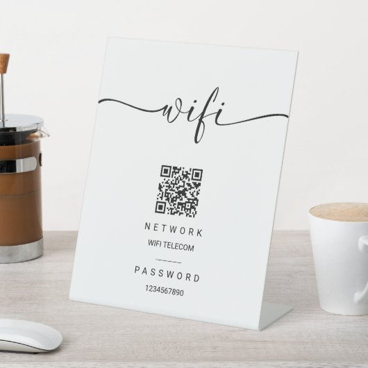 Minimalistisches WiFi Password Qr Code Hochzeitsze Sockelschild (In SItu)