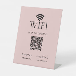 Minimalistisches WiFi-Passwort-Schild mit QR-Code  Sockelschild