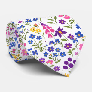 Minimalistisches Wildblumen-Nahtlosmuster auf Weiß Krawatte