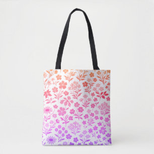 Minimalistisches Wildblumen-Nahtlosmuster auf Weiß Tasche