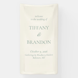Minimalistisches Willkommensschild in Creme und Sa Banner