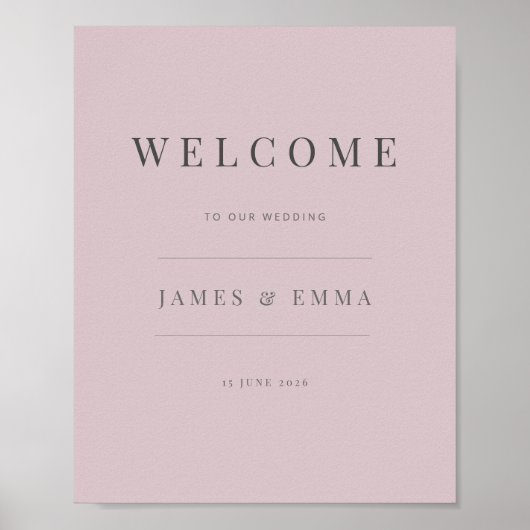 Minimalistisches Willkommensschild | Staubige Rose Poster (Vorne)