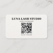 Minimalistisches Wimpernstudio mit QR-Code buchen Terminkarte (Rückseite)