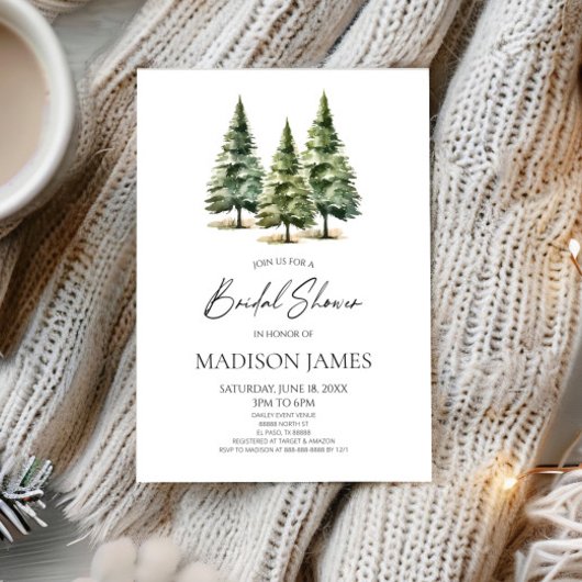 Minimalistisches Winterschneegebiet Pine Trees Bra Einladung