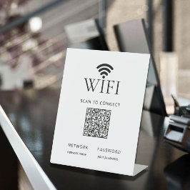 Minimalistisches WLAN-Passwort-Schild QR-Code Schw Sockelschild