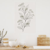 Minimalistisches Wohnzimmer Botanische Ader Illust Poster (Küche)