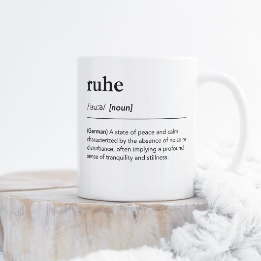 Minimalistisches Wörterbuch "Ruhe Definition" Kaffeetasse