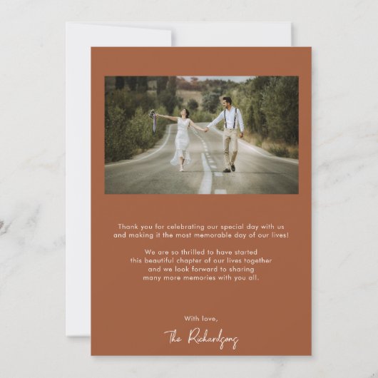 Minimalistisches Wüstenthema terra cotta Dankeschö Einladung (Rückseite)