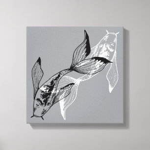 Minimalistisches Yin-Yang-Koi-Fisch-Leinwandbild Leinwanddruck