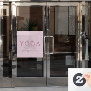 Minimalistisches Yoga-Lotus-Pose-Yogastudio Fensteraufkleber