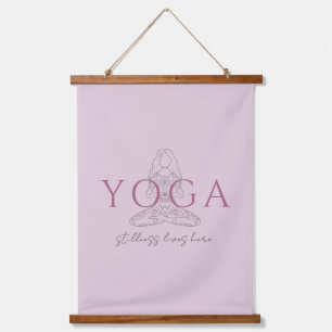 Minimalistisches Yoga-Lotus-Pose-Yogastudio Wandteppich Mit Holzrahmen