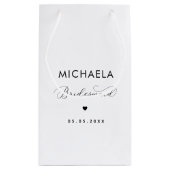 Minimalistisches zartes Drehbuch & Herz Bridesmaid Kleine Geschenktüte (Rückseite)