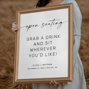 Minimalistisches Zeichen für offene Sitzgelegenhei Poster
