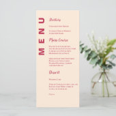 Minimalistisches zeitgenössisches Party Menükarte (Stehend Vorderseite)