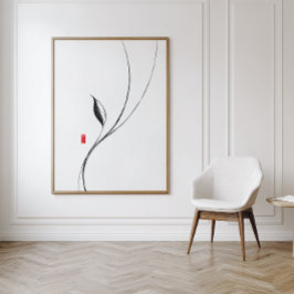 Minimalistisches Zen-Leaf - Japanischer Tintenkuns Poster