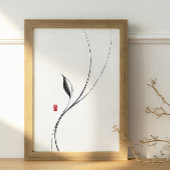 Minimalistisches Zen-Leaf - Japanischer Tintenkuns Poster
