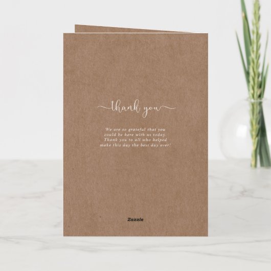 Minimalistisches Zeremonieprogramm für Rustikale Dankeskarte (Rückseite)