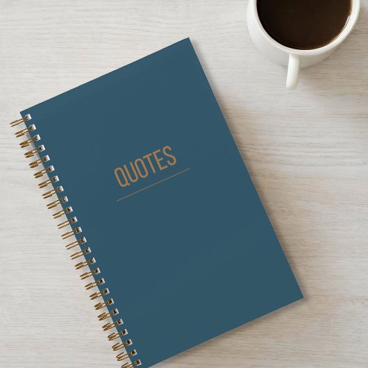 Minimalistisches Zitat-Journal in blau-grün Notizblock