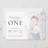 Minimalistisches Zwei-Foto-Baby Erster Geburtstag (Vorderseite)