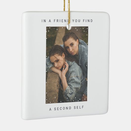 Minimalistisches Zwei-Foto-Snowfall Best Friends F Keramikornament (Rechts)