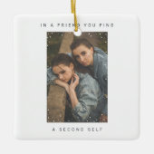 Minimalistisches Zwei-Foto-Snowfall Best Friends F Keramikornament (Vorderseite)
