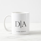 Minimalistisches Zweibuchstaben-Monogramm Initiale Kaffeetasse (Links)