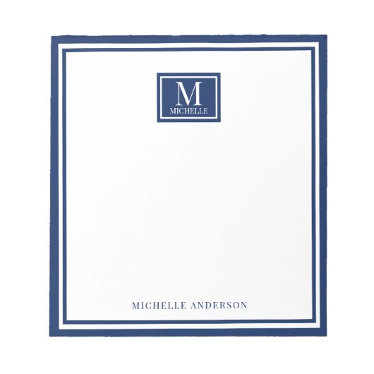 Minimalistisches zweifaches Rahmen-Monogramm-Name  Notizblock (Vorderseite)