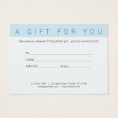 Minimalistisches zweiteiliges Blauer Geschenkgutsc (Rückseite)