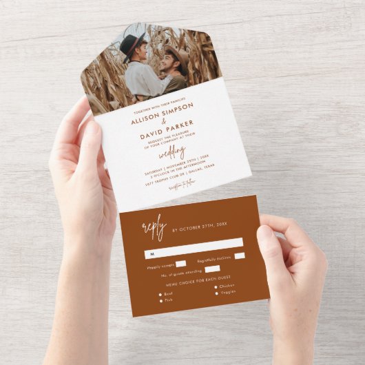 MinimalistRust Foto Hochzeit in einer Einladung (Abreißen)