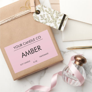 MinimalPink Rechteck-Kerzenetikett – Amber-Soja-Ke Rechteckiger Aufkleber