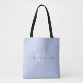 Minimals blau-weißes Schriftmonogramm Tasche (Vorderseite)