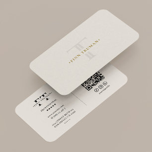 Minimals Monogramm F T Logo Sand-Beige Professione Visitenkarte