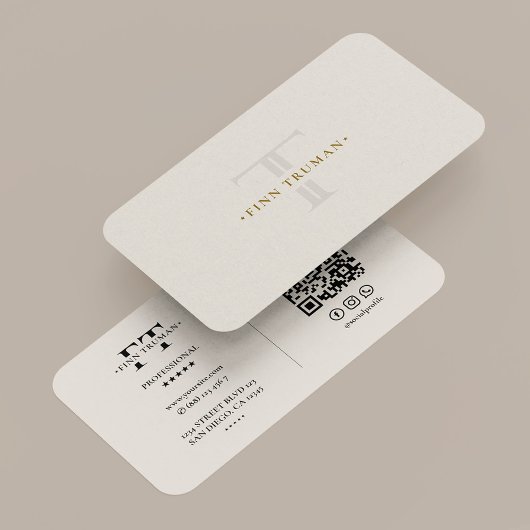 Minimals Monogramm F T Logo Sand-Beige Professione Visitenkarte