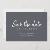 Minimalskript für Holzkohle Save the Date (Vorderseite)