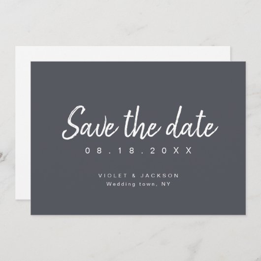 Minimalskript für Holzkohle Save the Date (Vorne/Hinten)